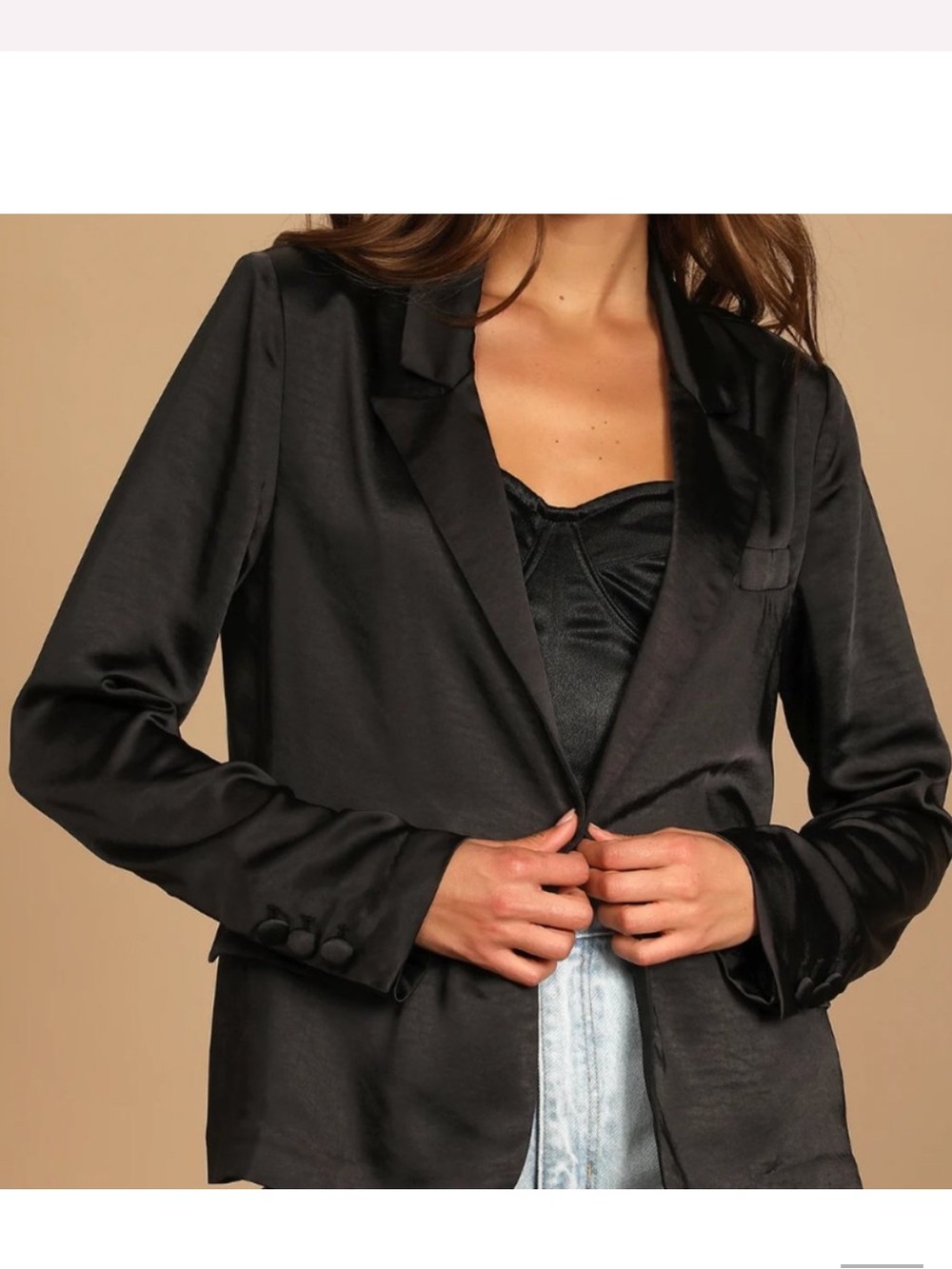 Lulu's Trending Up Black Satin Blazer